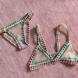 KIINI Swim Set Pink Crochet Size Small